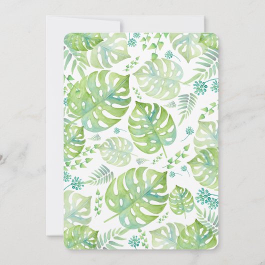 熱帯葉の水彩画の結婚式招待状 招待状 (裏面)