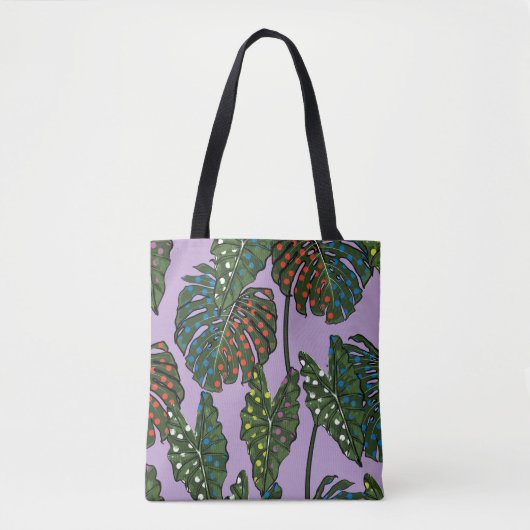 熱帯葉の継ぎ目のないパターンポップ・アートのカラフルa トートバッグ (正面)
