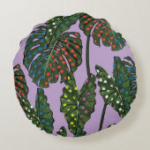 熱帯葉の継ぎ目のないパターンポップ・アートのカラフルa ラウンドクッション (裏面)