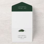 熱帯葉の緑と金ゴールド結婚ズ オールインワン招待状 (外側)
