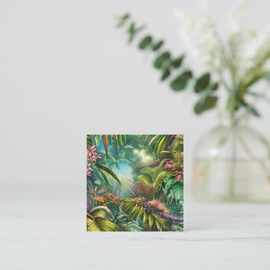 熱帯葉の花々が有名 スクエア名刺 (スタンド正面)