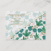 熱帯葉の花と白いパターン 名刺 (裏面)