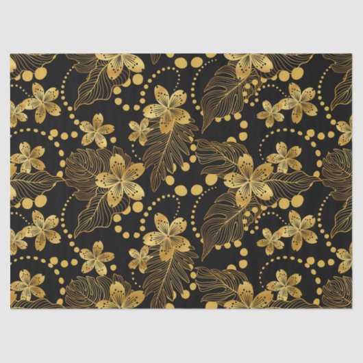 熱帯葉の花と継ぎ目のないパターン 薄葉紙 (正面)