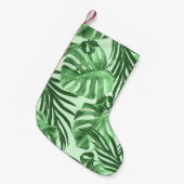 熱帯葉の花と花、水彩パターン。 スモールクリスマスストッキング (正面 (吊り時))
