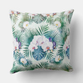 熱帯葉の花と蘭の花のデザイン クッション (裏面)