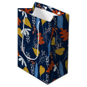 熱帯葉の花のパターン ミディアムペーパーバッグ (正面アングル)