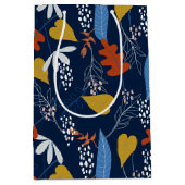 熱帯葉の花のパターン ミディアムペーパーバッグ (正面)