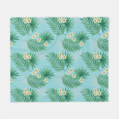 熱帯葉の花 フリースブランケット (正面(横))