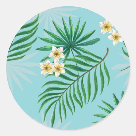 熱帯葉の花 ラウンドシール (正面)