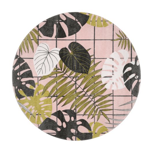 熱帯葉の花、手のパタ色彩の鮮やかーン。 カッティングボード (正面)