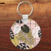 熱帯葉の花、手のパタ色彩の鮮やかーン。 キーホルダー (裏面)