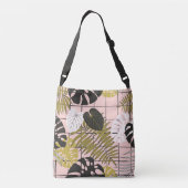 熱帯葉の花、手のパタ色彩の鮮やかーン。 クロスボディバッグ (裏面)