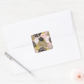 熱帯葉の花、手のパタ色彩の鮮やかーン。 スクエアシール (封筒)