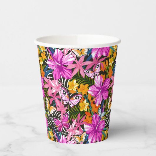 熱帯葉の花 紙コップ (左)