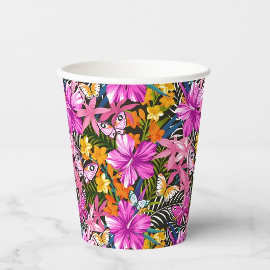 熱帯葉の花 紙コップ (正面)