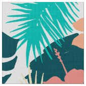 熱帯葉カラフルコラージ ファブリック (クローズアップ)