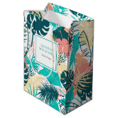 熱帯葉カラフルコラージ ミディアムペーパーバッグ (裏面アングル)