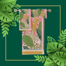 熱帯葉ティール（緑がかった色）、緑、ピンク、ビーチカラー