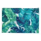 熱帯葉デザイン、グラフィック、リアルな手のひら。 枕カバー (裏面)