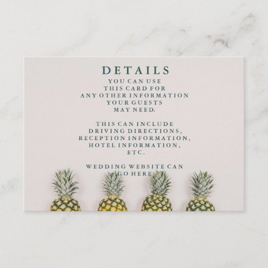 熱帯葉ハワイアン結婚詳細 エンクロージャーカード (正面)