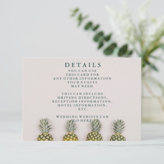 熱帯葉ハワイアン結婚詳細 エンクロージャーカード (スタンド正面)