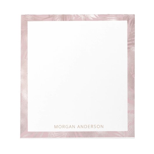 熱帯葉バラ金ゴールドフェイクフォイルモノグラム ノートパッド (正面)