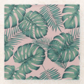 熱帯葉パターン ガラスコースター (正面)