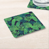 熱帯葉パターン スクエアペーパーコースター (アングル)
