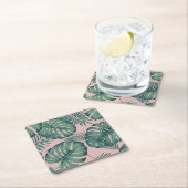 熱帯葉パターン スクエアペーパーコースター (インサイチュ)