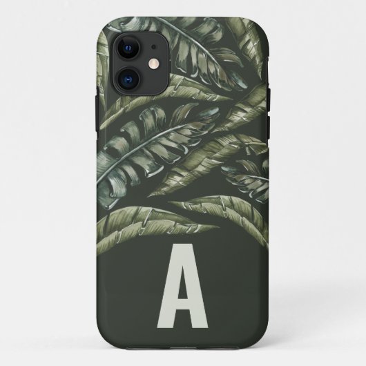 熱帯葉パーソナライズされたイニシャル Case-Mate iPhoneケース (裏面)