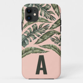 熱帯葉パーソナライズされたイニシャル iPhone 11 ケース