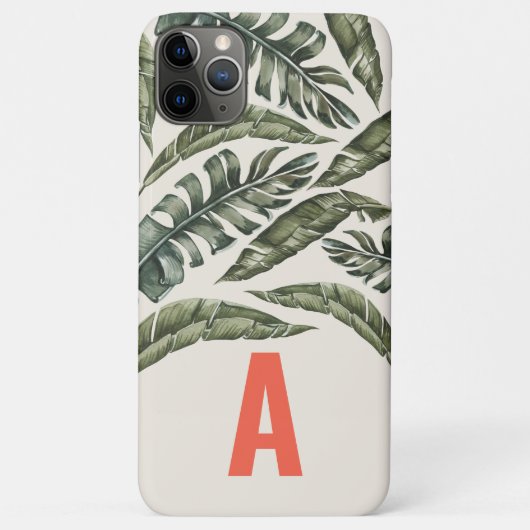 熱帯葉パーソナライズされたイニシャル Case-Mate iPhoneケース (裏面)