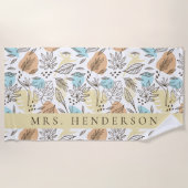 熱帯葉パーソナライズされた ビーチタオル (正面)