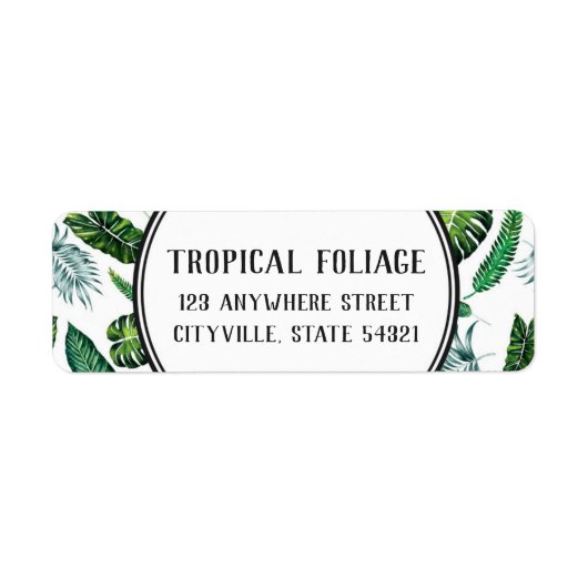 熱帯葉パーム葉植物差出人住所 ラベル (正面)