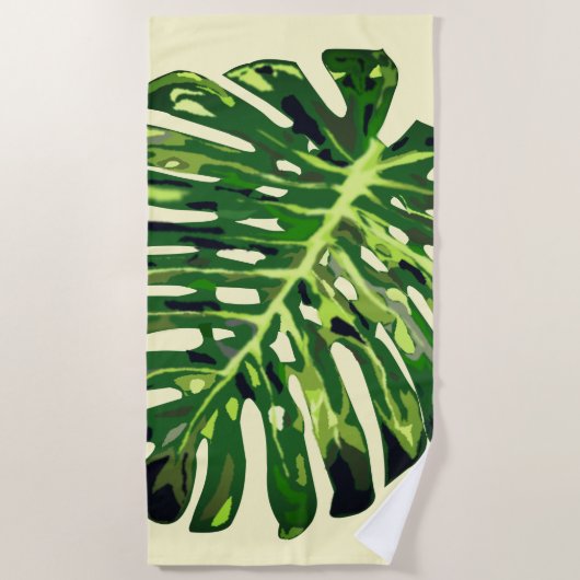 熱帯葉ビーチタオル – カスタム色 ビーチタオル (正面)