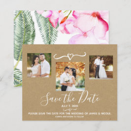 熱帯葉フローラの結婚写真Save the Date