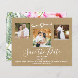 熱帯葉フローラの結婚写真Save the Date