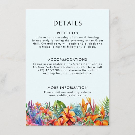 熱帯葉フローラビーチウェディアルビーチ結婚式 エンクロージャーカード (正面)