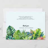 熱帯葉フローラビーチ結婚式 サンキューカード (裏面)