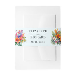 熱帯葉フローラビーチ結婚式 招待状ベリーバンド