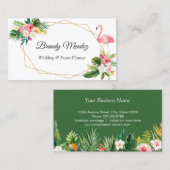 熱帯葉フローラフラミンゴ幾何学模様 名刺 (正面/裏面)