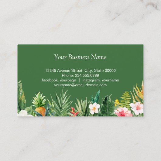 熱帯葉フローラフラミンゴ幾何学模様 名刺 (裏面)