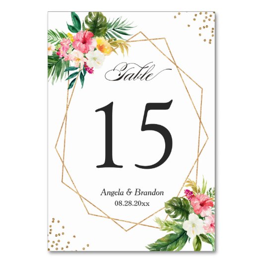 熱帯葉フローラ結婚ルアウ（ハワイ式宴会）の表番号 テーブルナンバー (正面)