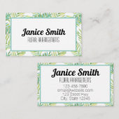 熱帯葉フローラ背景（緑） 名刺 (正面/裏面)