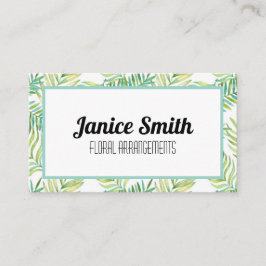 熱帯葉フローラ背景（緑） 名刺