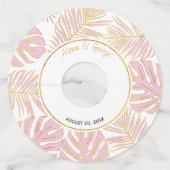 熱帯葉モダン金ゴールド結婚ズ ワイングラスタグ (正面)