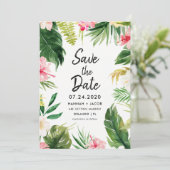 熱帯葉ルアウ（ハワイ式宴会）結婚式日付カードを保存 招待状 (スタンド正面)