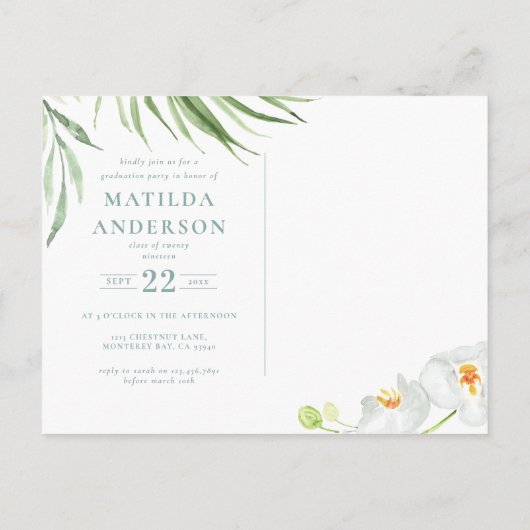 熱帯葉写真卒業はがき 案内ポストカード (裏面)