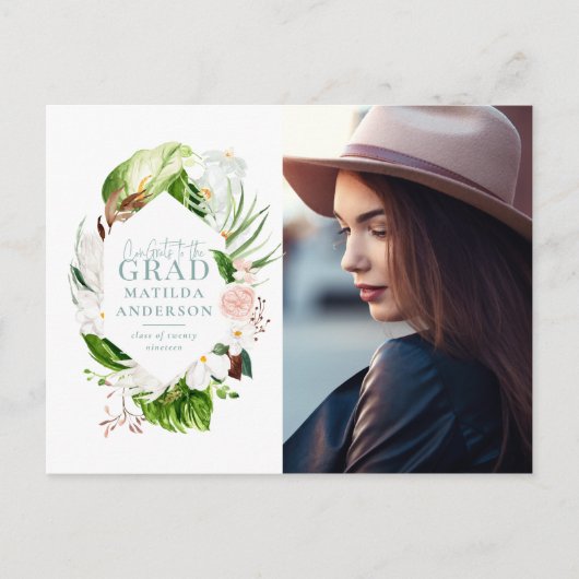 熱帯葉写真卒業はがき 案内ポストカード (正面)