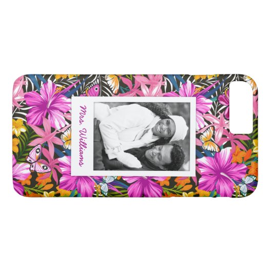 熱帯葉及び花は|あなたの写真を加えましたり及び示します Case-Mate iPhoneケース (裏面(横))